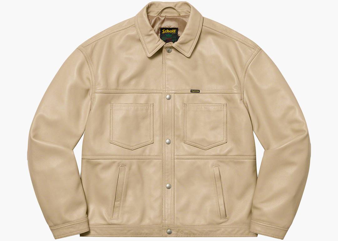 supreme schott leather work jacket tan M-