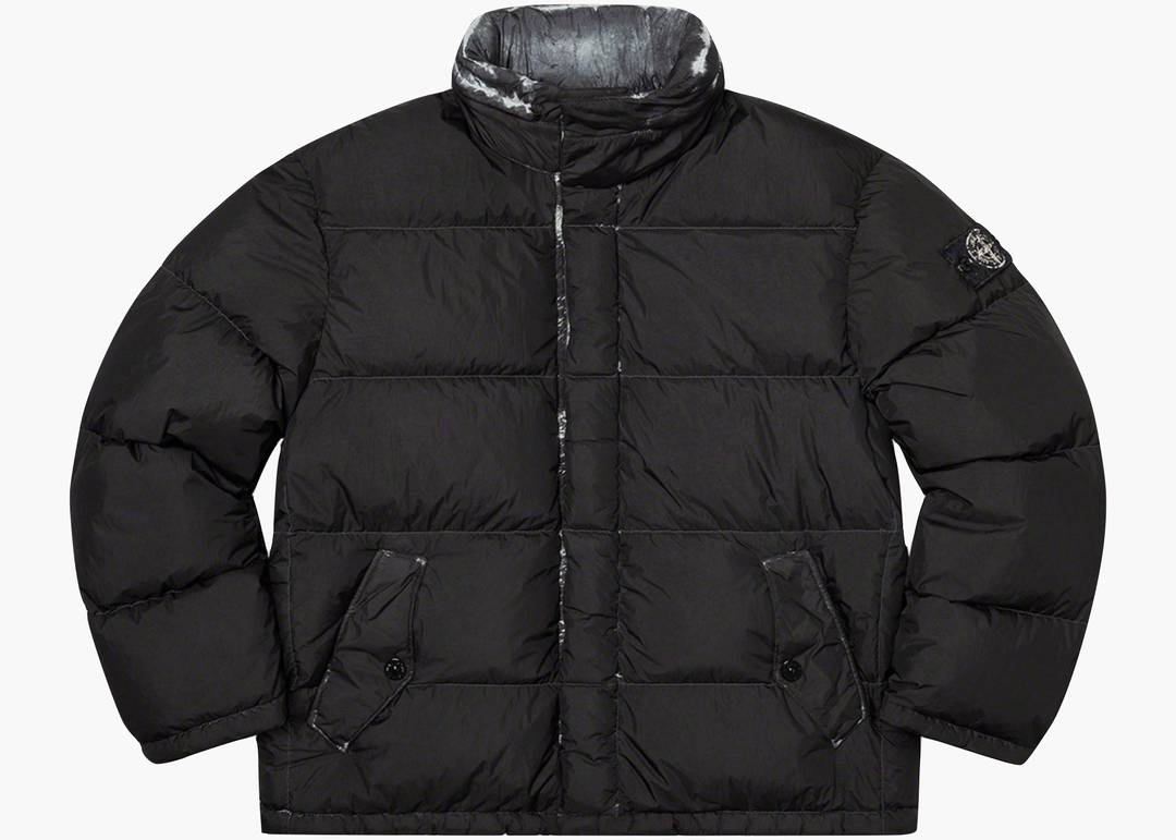 Supreme/stone Island Painted Camo Crinkle Down Jacket Black