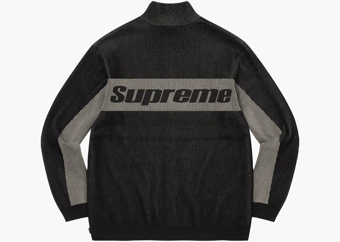 Supreme 2-Tone Ribbed Zip Up Sweater Black | Hype Clothinga