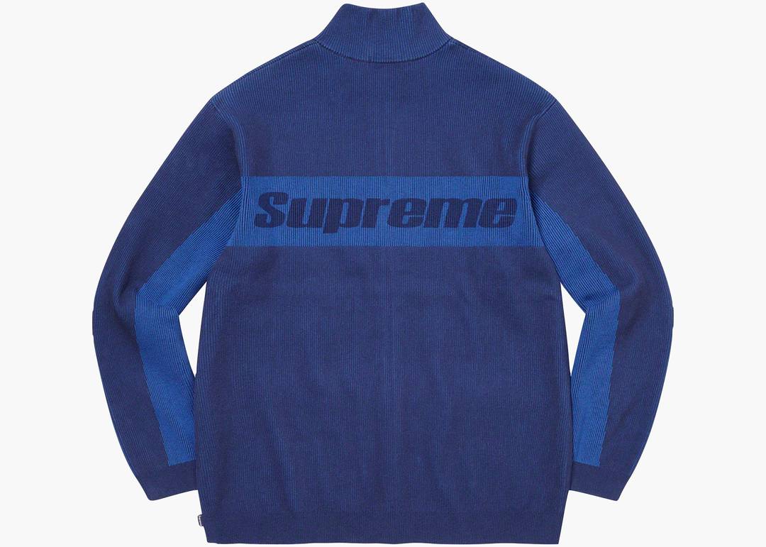 Supreme 2-Tone Ribbed Zip Up Sweater Blue | Hype Clothinga