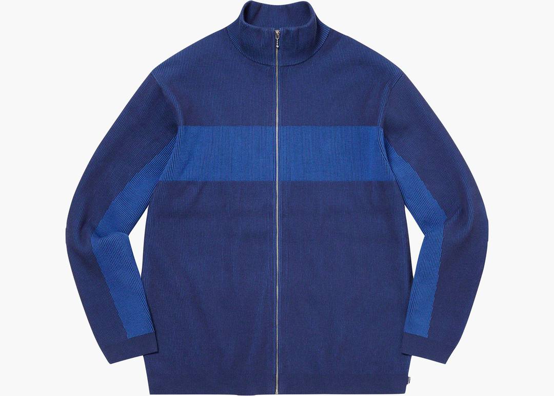 Supreme 2-Tone Ribbed Zip Up Sweater Blue | Hype Clothinga