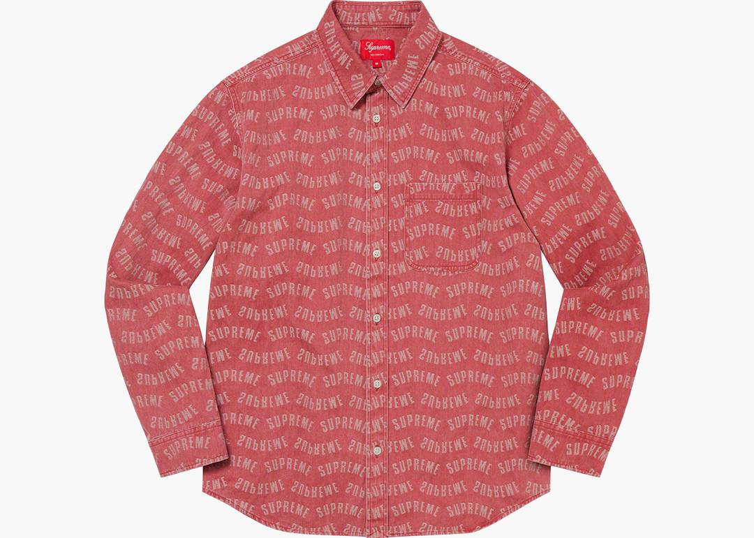 Supreme Arc Jacquard Denim Shirt Red | Hype Clothinga