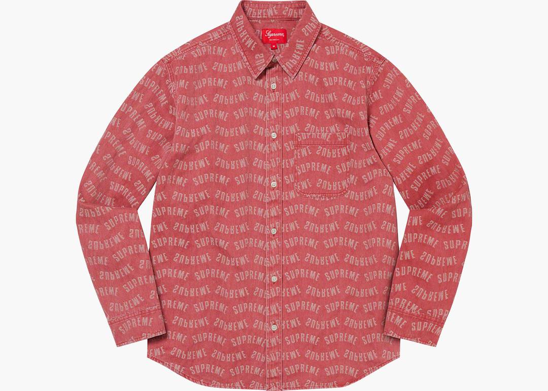 Supreme Arc Jacquard Denim Shirt Red