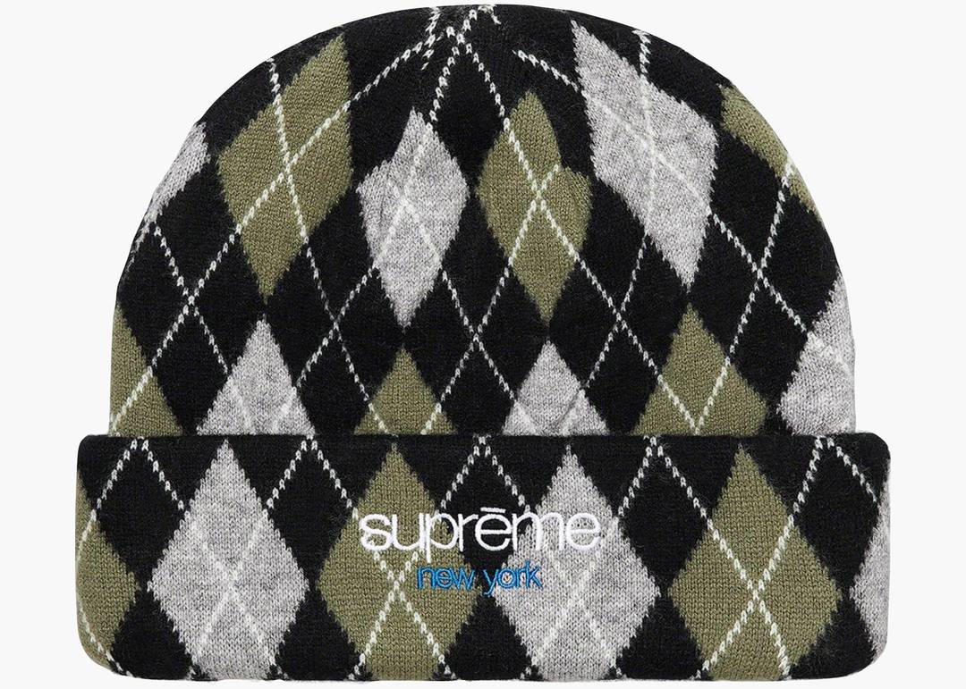 Supreme Argyle Cashmere Beanie Black | Hype Clothinga