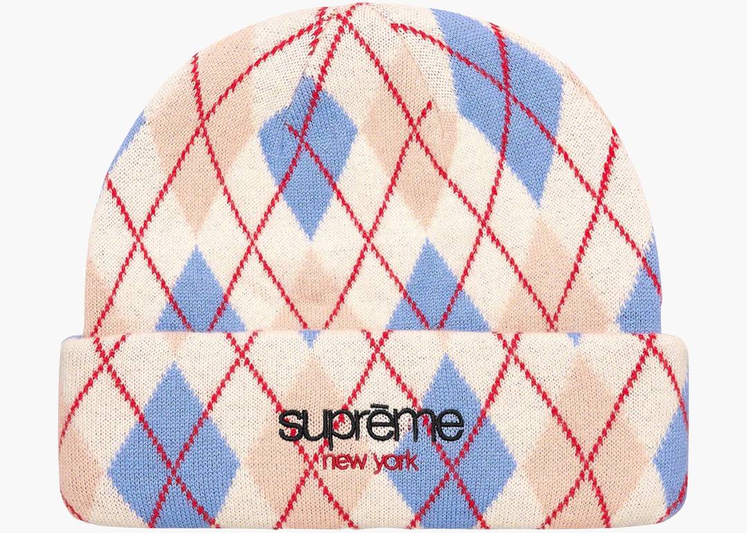 Supreme Argyle Cashmere Beanie White | Hype Clothinga