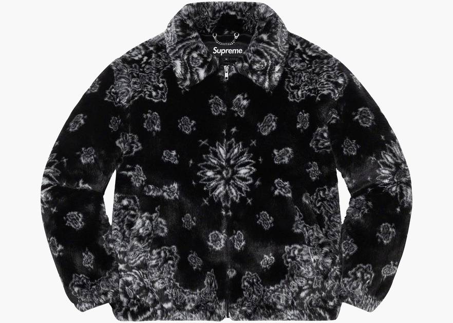 Supreme Bandana Faux Fur Bomber Jacket Black | Hype Clothinga