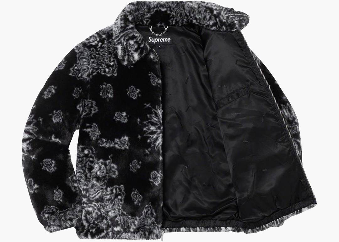 Supreme Bandana Faux Fur Bomber Jacket Black | Hype Clothinga