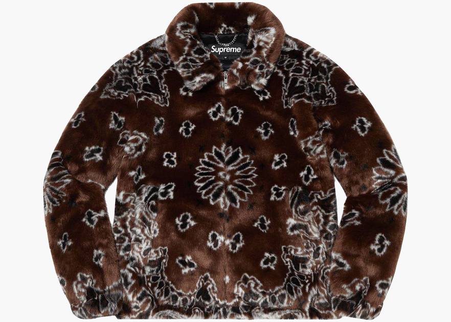 Supreme Bandana Faux Fur Bomber Jacket Brown | Hype Clothinga