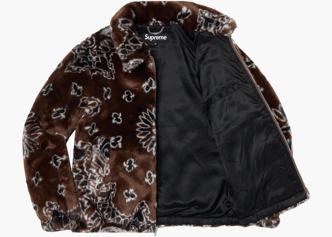 Supreme Bandana Faux Fur Bomber Jacket Brown | Hype Clothinga