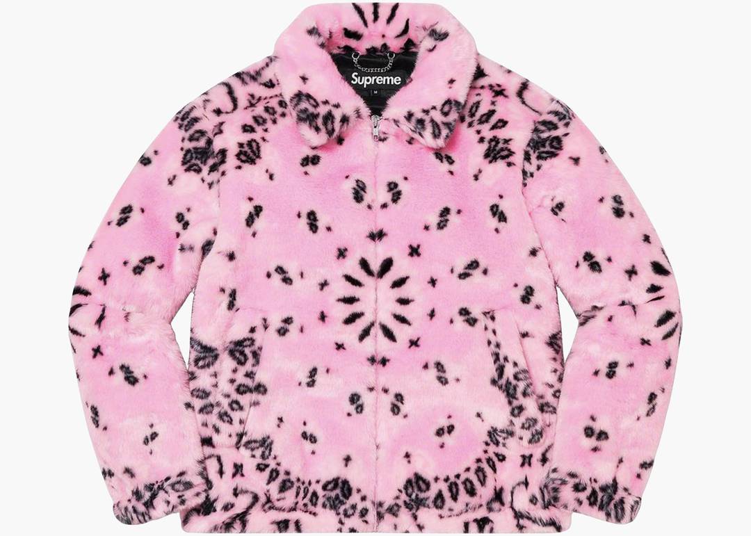 Supreme Bandana Faux Fur Bomber Jacket Pink | Hype Clothinga