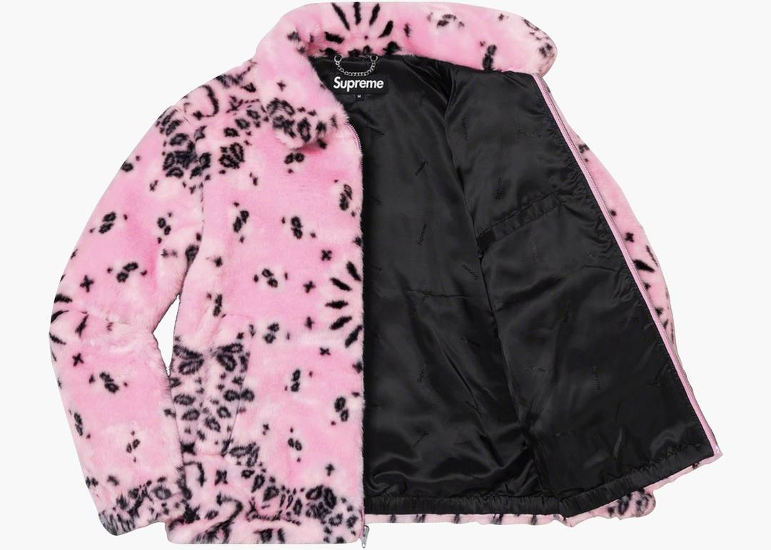 Supreme Bandana Faux Fur Bomber Jacket Pink | Hype Clothinga