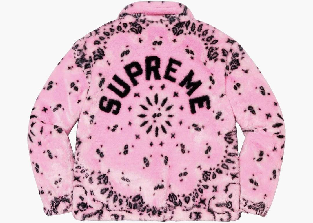 Supreme Bandana Faux Fur Bomber Jacket Pink | Hype Clothinga