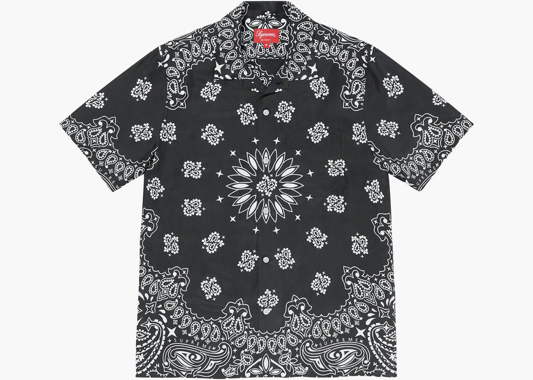 Supreme Bandana Silk s/s Shirt Black | Hype Clothinga