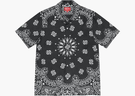 Supreme Bandana Silk s/s Shirt Black | Hype Clothinga