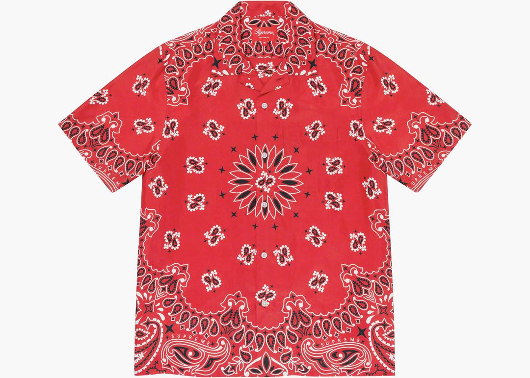 Supreme Bandana Silk s/s Shirt Red | Hype Clothinga