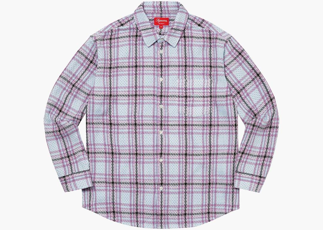 Supreme Basket Weave Plaid Shirt Light Blue | Hype Clothinga