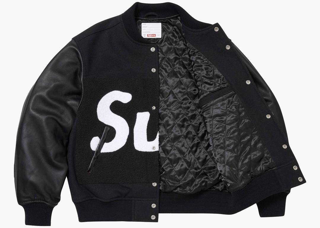 Supreme Big Logo Chenille Varsity Jacket Black | Hype Clothinga