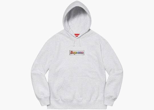 Supreme Bling Box Logo Hooded Sweatshirt Ash Grey | Hype ...