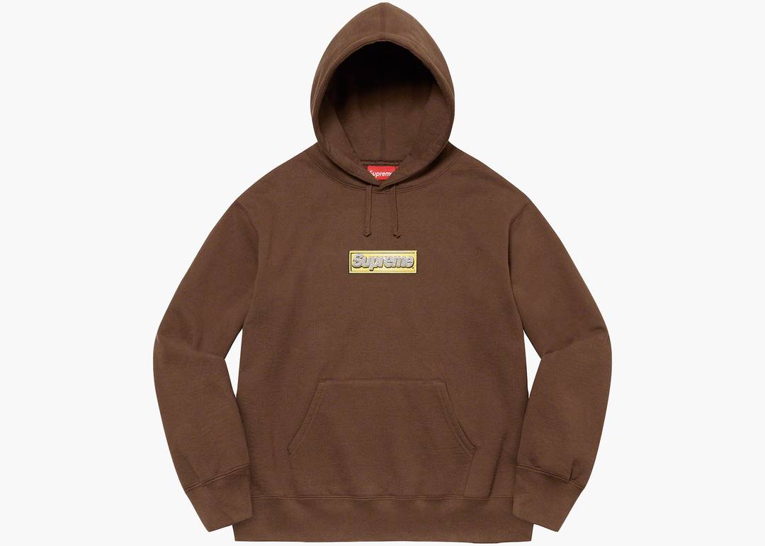 Brown Mocha Embroidered Box Logo Hoodie