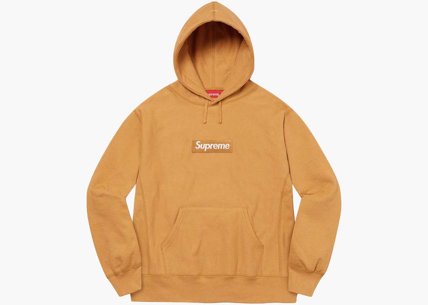 Supreme Box Logo Hooded Sweatshirt (FW21) Light Mustard | Hype Clothinga