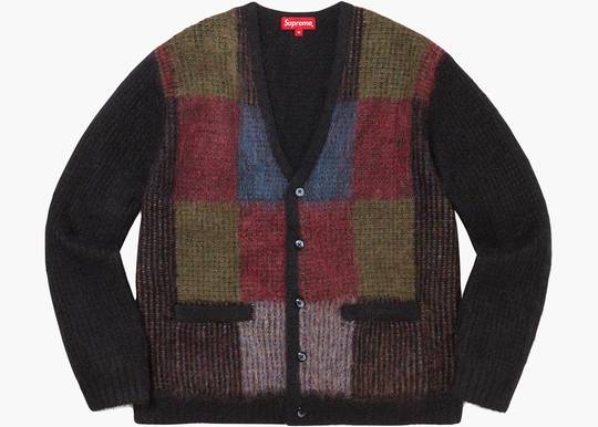 Supreme Brushed Grid Cardigan Black | Hype Clothinga