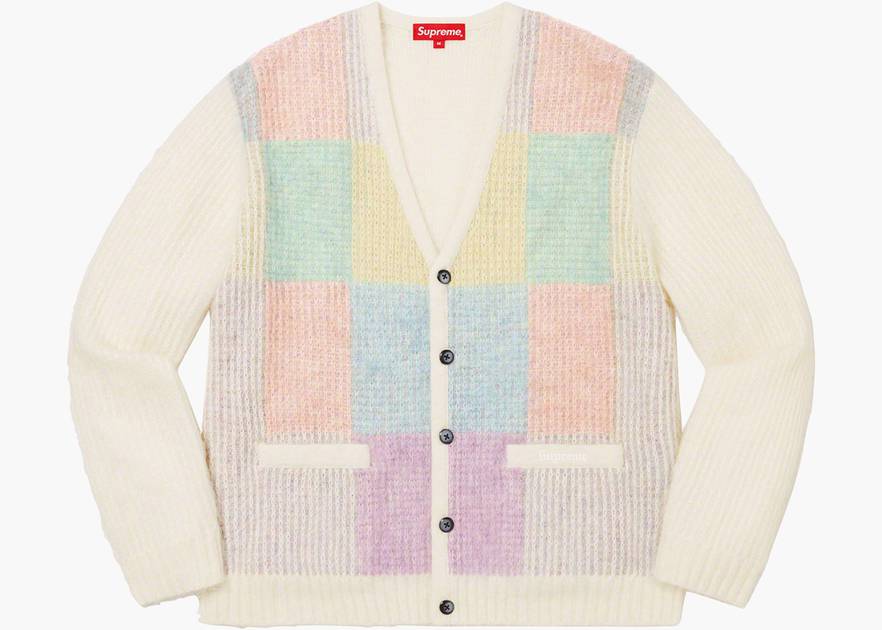 Supreme Brushed Grid Cardigan White-