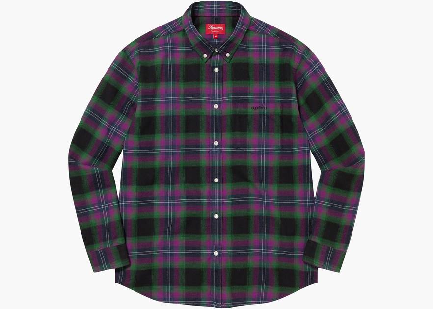 Supreme Brushed Plaid Flannel Shirt Black | Hype Clothinga