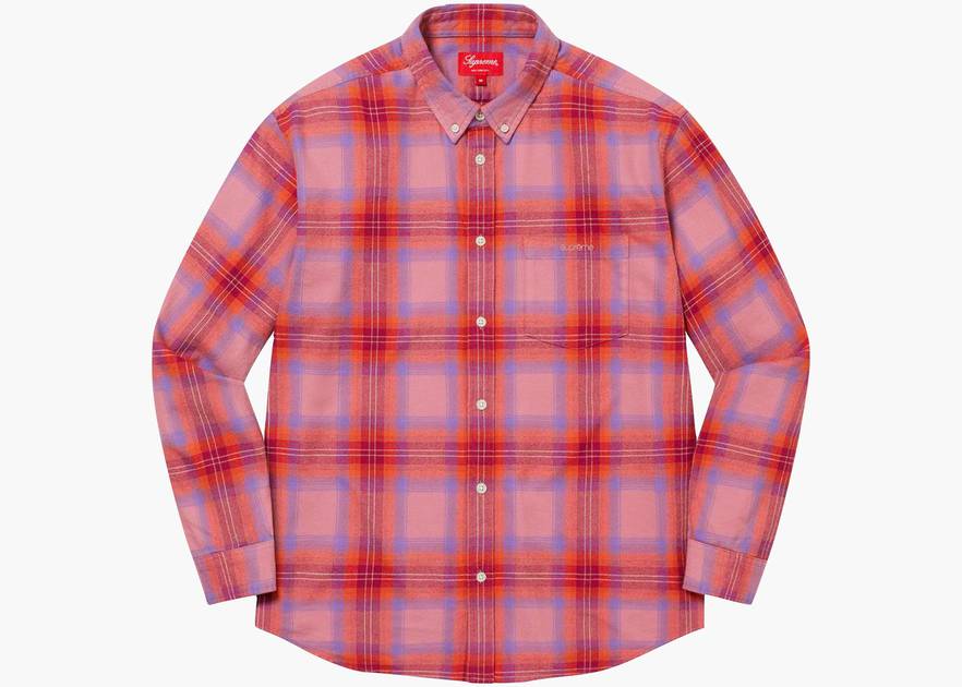 Supreme Brushed Plaid Flannel Shirt Pink | Hype Clothinga