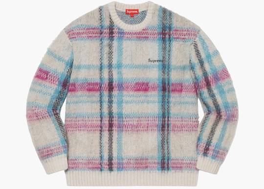 Supreme Brushed Plaid Sweater White