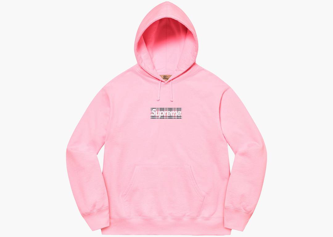 Supreme Burberry Box Logo Hooded Sweatshirt Light Pink | Hype Clothinga