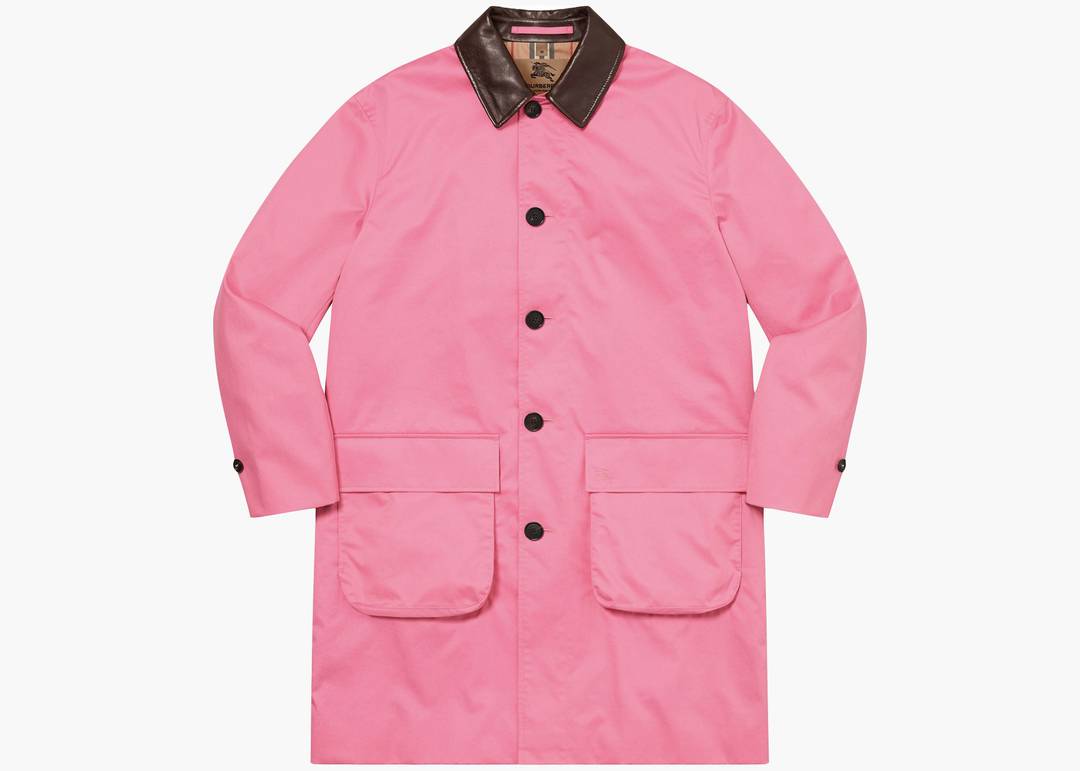 Supreme Burberry Leather Collar Trench Pink | Hype Clothinga