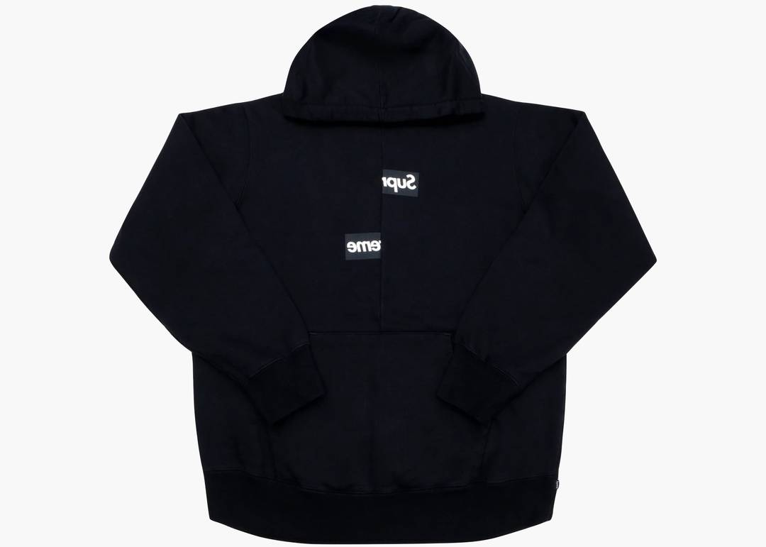 Supreme Cdg Split Box Logo Hoodie Black