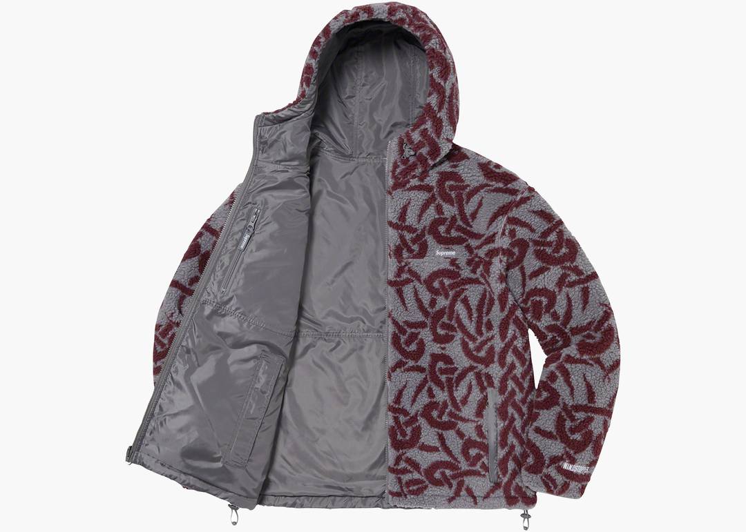 Supreme Celtic Knot Reversible Fleece Hooded Jacket Grey | Hype