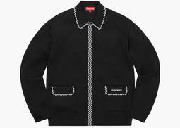 Supreme Checkerboard Zip Up Sweater Black | Hype Clothinga