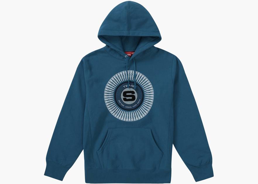 Supreme Chenille Appliqué Hooded Sweatshirt Marine Blue