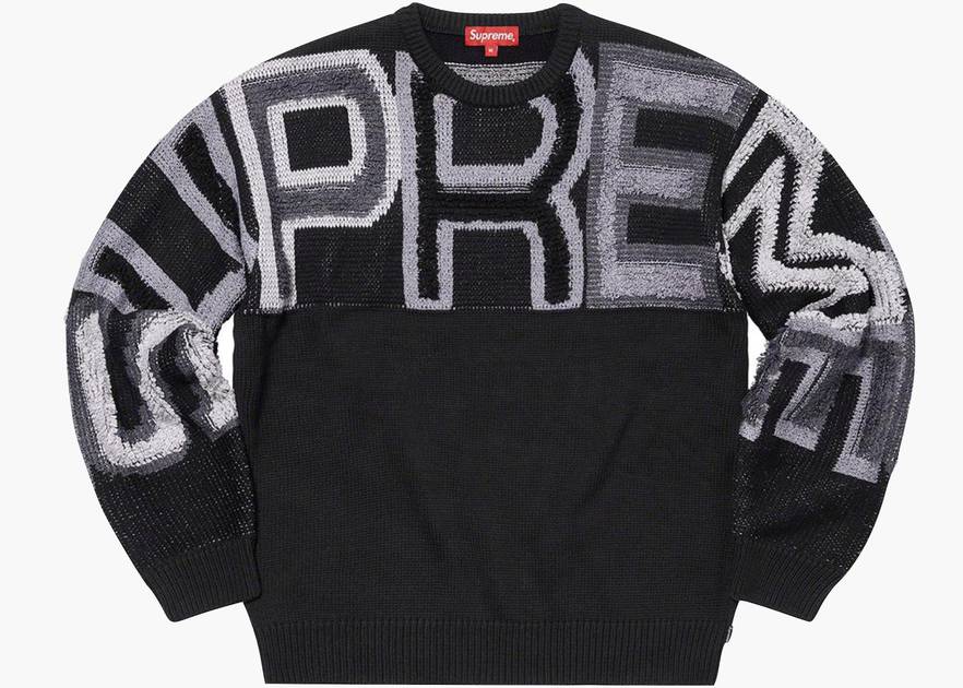 Supreme Chenille Logo Sweater Black | Hype Clothinga