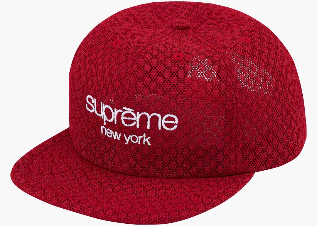 Supreme Classic Logo Air Mesh 6-Panel Red | Hype Clothinga