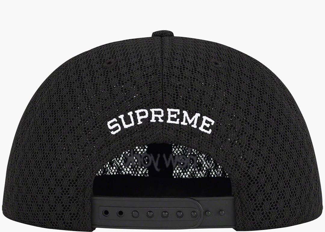 Supreme Classic Logo Air Mesh 6-Panel Black | Hype Clothinga