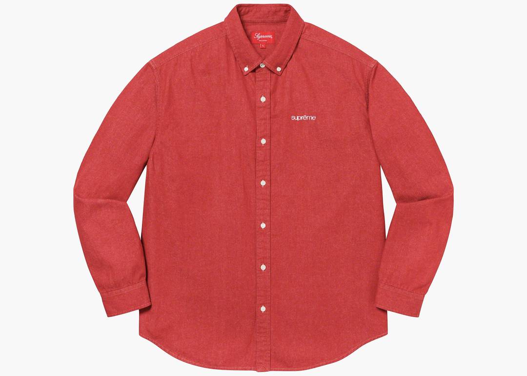 Supreme Classic Logo Denim Shirt Red