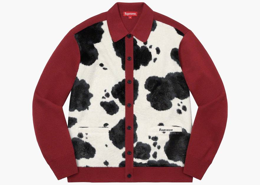 Supreme Cow Print Cardigan Red | Hype Clothinga