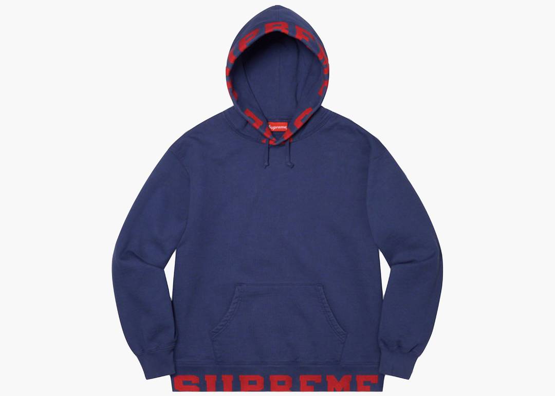 Supreme Cropped Logos Hooded Sweatshirt Dark Blue