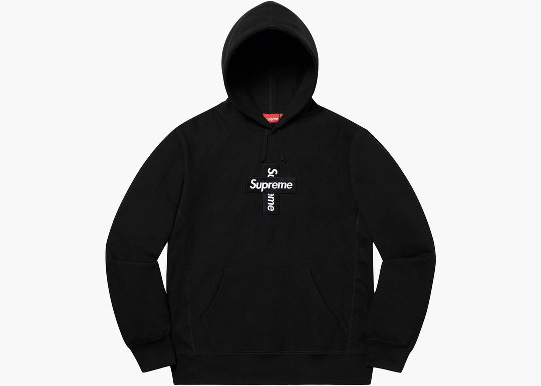 Supreme Cross Box Logo Hooded Sweatshirt Black