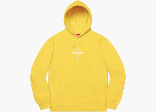 Supreme Cross Box Logo Hooded Sweatshirt Lemon