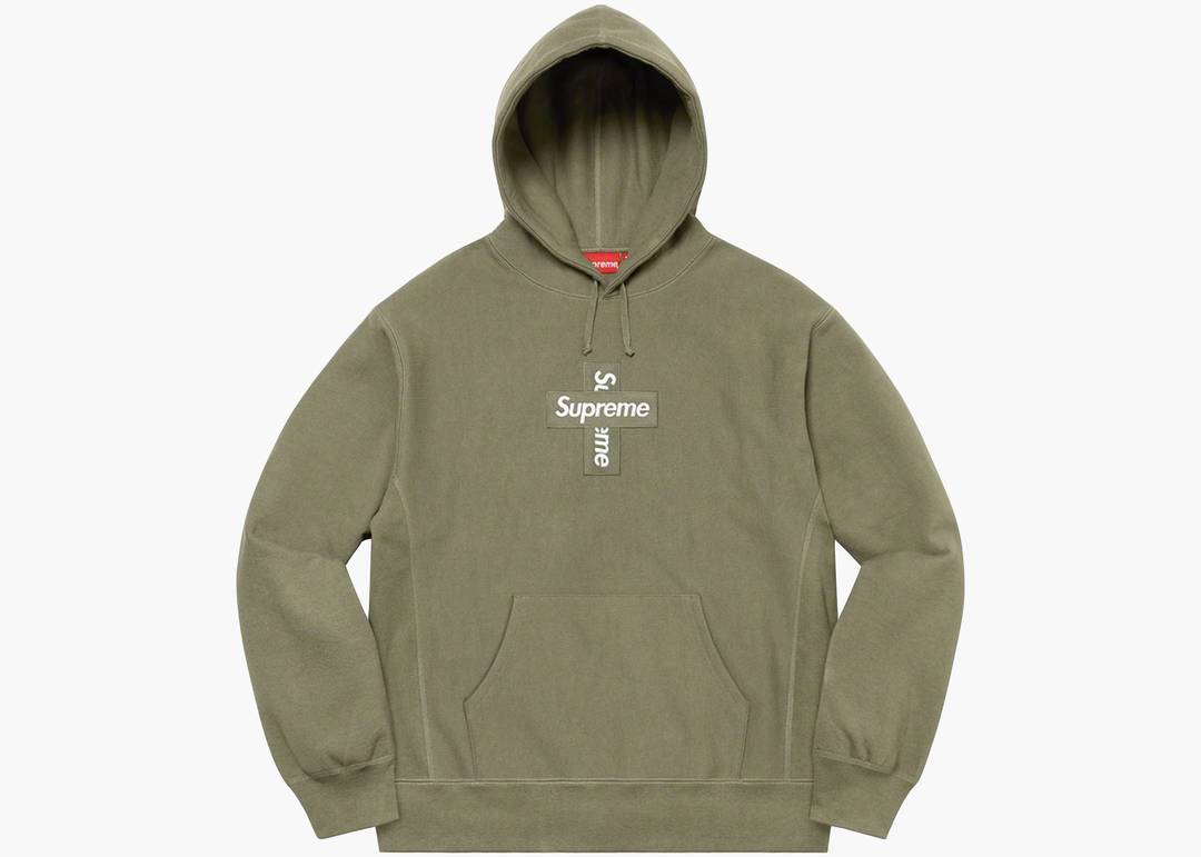 Supreme Cross Box Logo Hooded Sweatshirt Light Olive