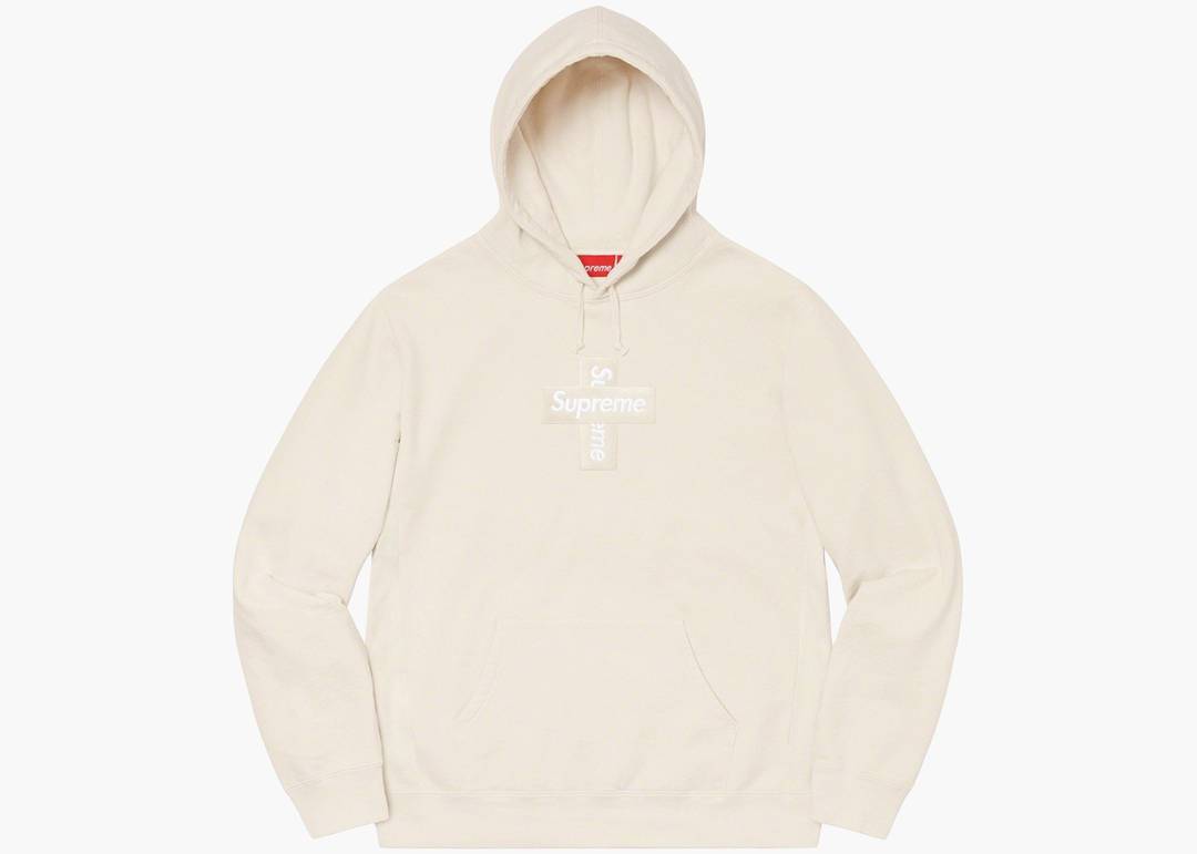 Supreme Cross Box Logo Hooded Sweatshirt Natural