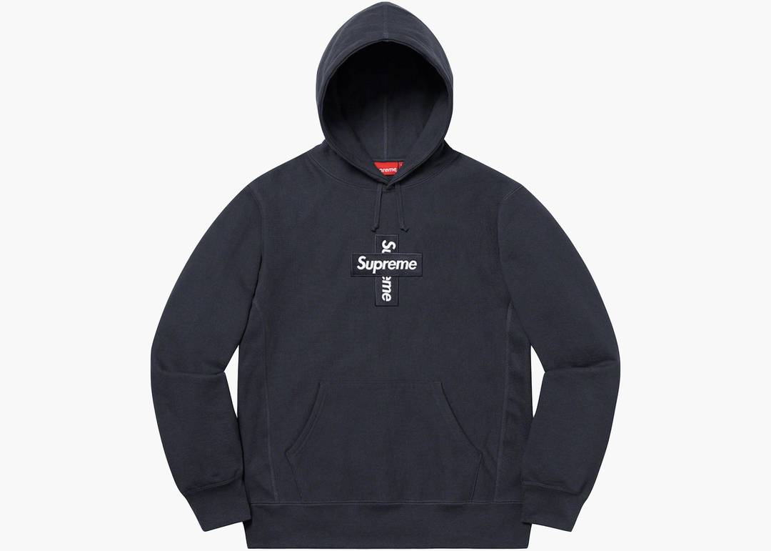 supreme Cross Box Logo Hooded NAVY L | www.myglobaltax.com