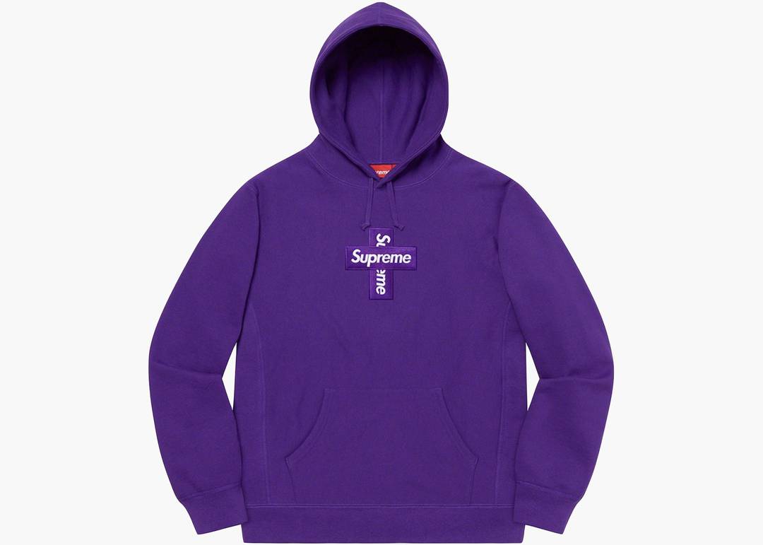 Supreme Cross Box Logo Hooded Sweatshirt Purple