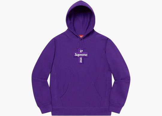 Supreme Cross Box Logo Hooded Sweatshirt Purple