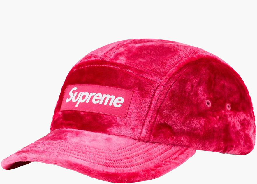 Supreme Crushed Velvet Camp Cap Pink | Hype Clothinga