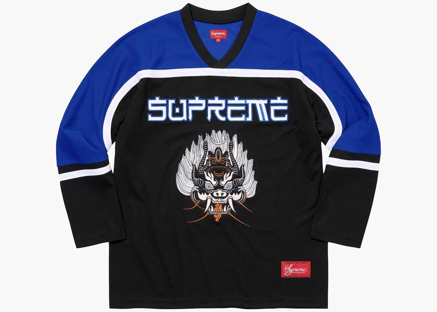 Supreme Black Scarface Embroidered Synthetic Paneled Hockey Jersey L